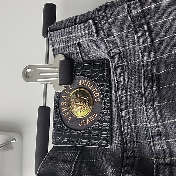 Vintage Versace Jeans Couture Pinstripe High Waisted Jeans - Picture 7 of 11